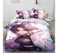 Parure De Lit 3 Pieces Avec Housse De Couette Et Poster Butterfly-Shinobu, Décoration D'ambiance De Chambre, Périphériques D'anime