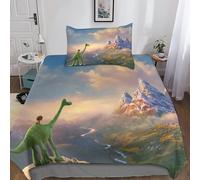 Parure De Lit 3 Pieces Avec Housse De Couette Et Taie D'oreiller, Motif Anime The Good Dinosaur, Impression Numérique 3d, En Microfibre Douce, Avec Fermeture Éclair, Pour Lit Simpl