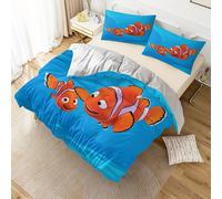 Parure De Lit 3 Pieces Avec Housse De Couette Et Taie D'oreiller Motif Nemo, Confortable, Respirante Et Polyvalente Pour Toutes Les Saisons, Pour Chambre À Coucher, Chambre D'amis,