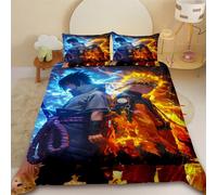 Parure De Lit 3 Pieces Avec Housse De Couette Et Taie D'oreiller Naruto Uzumaki Naruto, Motif Dessin Anime, Pour Chambre D'enfant Ou De Garçon