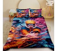 Parure De Lit 3 Pieces Avec Housse De Couette Et Taie D'oreiller Naruto Uzumaki Naruto, Motif Dessin Anime, Pour Chambre D'enfant Ou De Garçon
