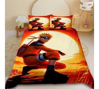 Parure De Lit 3 Pieces Avec Housse De Couette Et Taie D'oreiller Naruto Uzumaki Naruto, Motif Dessin Anime, Pour Chambre D'enfant Ou De Garçon