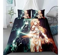 Parure De Lit 3 Pieces Avec Housse De Couette Meete Sword Art Online, Housse De Couette 3 Pieces Avec Fermeture Éclair, Extra Douce Et Durable, Avec 2 Taies D'oreiller