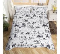 Parure de lit 3 pièces avec housse de couette respirante pour enfants - Motif cheval au galop - Pour lit double