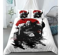 Parure de lit 3 pièces avec housse de couette rétro et mythologie nordique, symbole mystique, viking, celtique, arbre de vie, galaxie, pour adolescents et adultes (couleur 7, lit super king size : 220