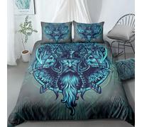 Parure de lit 3 pièces avec housse de couette rétro et mythologie nordique, symbole mystique, viking, celtique, arbre de vie, galaxie, pour adolescents et adultes (couleur 1, super king size : 220 x