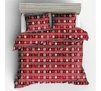 Parure de lit 3 pièces avec housse de couette sur le thème du sapin de Noël, du Père Noël, des flocons de neige, des chaussettes et des cerfs à rayures géométriques pour enfants, garçons et filles