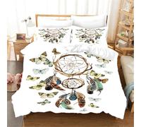 Parure de lit 3 pièces avec housse de couette sur le thème exotique mandala et galaxie étoilée, attrape-rêves fluo, pour enfants, garçons, filles, adolescents et adultes (couleur 12, lit super king