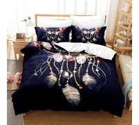 Parure de lit 3 pièces avec housse de couette sur le thème exotique mandala et galaxie étoilée, attrape-rêves fluo, pour enfants, garçons, filles, adolescents et adultes (couleur 15, lit double : 200