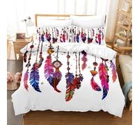 Parure de lit 3 pièces avec housse de couette sur le thème exotique mandala et galaxie étoilée, attrape-rêves fluo, pour enfants, garçons, filles, adolescents et adultes (couleur 5, lit simple : 135 x