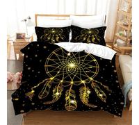 Parure de lit 3 pièces avec housse de couette sur le thème exotique mandala et galaxie étoilée, attrape-rêves fluo, pour enfants, garçons, filles, adolescents et adultes (couleur 6, lit double : 200 x