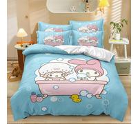 Parure De Lit 3 Pieces Avec Housse De Couette Ultra Douce 100 % Polyester, Motif Dessin Anime Kuromi, Motif Mélodie, Impression 3d. Comprend 1 Housse De Couette Et 2 Taies D'oreill