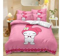Parure De Lit 3 Pieces Avec Housse De Couette Ultra Douce 100 % Polyester, Motif Dessin Anime Kuromi, Motif Mélodie, Impression 3d. Comprend 1 Housse De Couette Et 2 Taies D'oreill