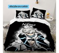 Parure De Lit 3 Pieces Avec Nom Personnalisé, Ensemble De Literie Imprime Blue Lock, Housse De Couette Et Fermeture, Comprenant 1 Housse De Couette Et 2 Taies D'oreiller, Pour Une