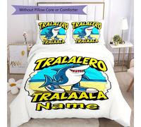 Parure De Lit 3 Pieces Avec Nom Personnalisé Tralalero Tralala, Housse De Couette Et Fermeture, Comprenant 1 Housse De Couette Et 2 Taies D'oreiller, Housse De Couette Douce Et Con