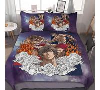 Parure De Lit 3 Pieces Baki The Grappler, Motif Humoristique, 86 X 70 Pouces, Avec Housse De Couette Et 2 Taies D'oreiller.
