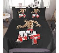 Parure De Lit 3 Pieces Baki The Grappler, Motif Humoristique, 90 X 90 Pouces, Avec Housse De Couette Et 2 Taies D'oreiller.