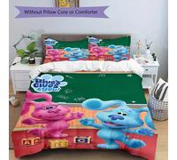 Parure De Lit 3 Pieces Blue's Clues, Douce Et Respirante, Avec Imprime Dessin Anime Dynamique Et Fermeture Éclair, Tissu Polyester, Ideal Pour La Decoration D'un Dortoir, Confortab