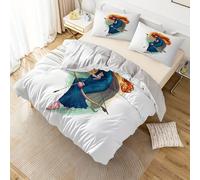 Parure De Lit 3 Pieces Brave Anime - Polyester Doux, Respirant Et Confortable, Motif Dessin Anime Dynamique Avec Archer En Robe Bleue, Comprend 1 Housse De Couette Et 2 Taies D'ore