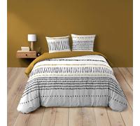 Douceur d'Intérieur – Parure de lit 3 pièces Chicago – 240 x 220 cm, 100% coton, 42 fils – Blanc