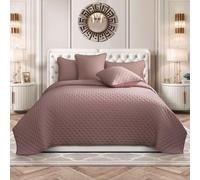 Parure de lit 3 pièces de luxe matelassée avec motif en relief pour toutes les saisons, ensemble de literie réversible en microfibre douce style patchwork pour décor de chambre, couvre-lit réversible