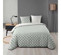 Douceur d'Intérieur Parure de lit 3 pièces Diane Réversible Microfibre imprimée 240x220 cm Vert