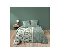 Douceur d'Intérieur Parure de lit 3 pièces Eleonore 240 x 220 cm 100% coton Vert