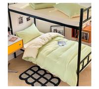 Parure de lit 3 pièces en coton délavé de couleur unie pour dortoir d'étudiant, housse de couette pour lit simple, housse de couette 150 x 200 cm (vert clair et blanc)