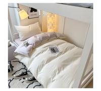 Parure de Lit 3 Pièces en Coton Délavé Pour Dortoir d'Étudiant - Housse de Couette Lit Simple 150 x 200 cm (Blanc Lait et Violet Clair)