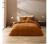 Douceur d'Intérieur – Parure de lit 3 pièces Clara – 240 x 220 cm – Coton relief uni – Caramel