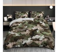 Parure de Lit 3 Pièces en Microfibre Art du Camouflage Militaire Housse de Couette 140x200 cm pour 1 Personnes, Jeu de literie Vert ArméE Housse de Couette Doux pour Enfant Adulte