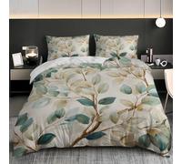 Parure de Lit 3 Pièces en Microfibre Art VéGéTal en Relief Housse de Couette 200x200 cm pour 2 Personnes, Jeu de literie Beige Clair Housse de Couette Doux avec Fermeture Éclair pour Enfant Adulte