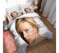 Parure De Lit 3 Pieces En Microfibre Avec Housse De Couette Et Fermeture Éclair Motif Scarlett Johansson 135 X 200 Cm