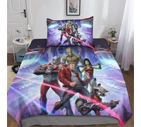 Parure De Lit 3 Pieces En Microfibre Avec Housse De Couette Et Taie D'oreiller Motif Gardiens De La Galaxie Rocket Raton Laveur Gamora Groot Marvel Comics Autres 15817