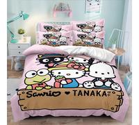 Parure De Lit 3 Pieces En Microfibre Douce Avec Housse De Couette Et 2 Taies D'oreiller Motif Dessin Anime Kuromi My Children Melody