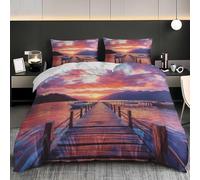 Parure de Lit 3 Pièces en Microfibre JetéE en Bois de L'OcéAn Housse de Couette 240x220 cm pour 2 Personnes, Jeu de literie Multicolore Housse de Couette Doux avec Fermeture Éclair pour Enfant Adulte