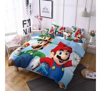 Parure De Lit 3 Pieces En Microfibre Pour 2 Personnes, Housse De Couette Super Mario Odyssey Girafe Avec Fermeture Éclair