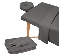 Parure de Lit 3 Pièces en Microfibre pour Table de Massage,Drap Housse de Protection en éponge pour Table de Massage,Housse de Lit Facial de Qualité Supérieure-Drap Plat,Draphousse,Housse pour Têtière