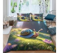 Parure De Lit 3 Pièces Escargot Animal Housse De Couette 135X200 Cm Adulte 3D Motif Microfibre Housse De Couette 1/2 Personnes avec Fermeture Éclair Fermée Et 2 Taies d'oreiller 65X65 C -445A465N947O