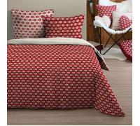 Parure de lit 3 pièces esprit chalet en coton Rouge 240x220 cm