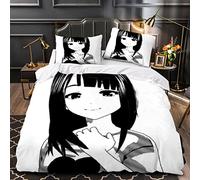 Parure de Lit 3 Pièces Fille Animée Housse de Couette 140x200 Enfant 1 Personne 3D Motif Mangas avec Fermeture Éclair Hypoallergique Microfibre avec 2 Taies d'oreiller 50x75 cm