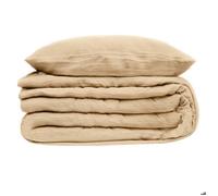 Atmosphera – Parure de lit 3 pièces Flora – Gaze de coton-lin 240x220 cm Beige lin