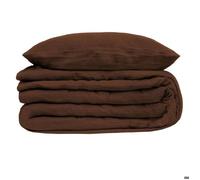 Parure de lit 3 pièces ""Flora"" gaze de coton marron 260x240cm - Atmosphera createur d'interieur