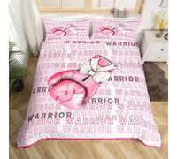 Parure de lit 3 pièces « Get Well Soon » - Cadeau inspirant pour survivants du cancer - Housse de couette pour femme - Rose et blanc - Pour lit super king size - Sans couette
