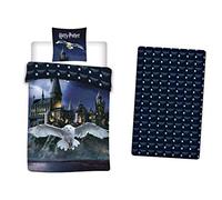 Parure de Lit 3 Pièces Harry Potter, 100% Polyester, Housse de Couette 140x200 cm + Taie d'oreiller 63x63 cm + Drap-Housse Assorti 90x190 cm