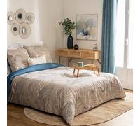 Atmosphera - Parure de lit 3 pièces Ilyan - Percale - 260x240 cm - Bleu