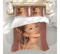 Parure De Lit 3 Pieces Imprimee Ariana Grande, Douce Et Légère, 100 % Polyester. Comprend 1 Housse De Couette Et 2 Taies D'oreiller. Ideal Pour Une Chambre Ou Une Chambre D'amis, V