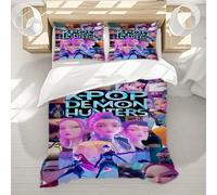 Parure De Lit 3 Pieces Inspirée Des Chasseurs De Démons K-Pop - Literie En Polyester Doux Et Respirant, Fermeture À Glissière Universelle Pour Toutes Les Saisons, Cadeau De Vacance
