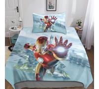 Parure De Lit 3 Pieces Iron Man Family, Housse De Couette Ultra Douce, Personnages Du Film Marvel, Avec Fermeture Éclair Et 2 Taies D'oreiller, Décoration De Chambre Simple