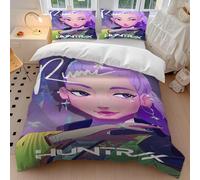 Parure De Lit 3 Pieces K-Pop Demon Hunters Rumi Avec Housse De Couette Aux Cheveux Violets - Literie À Impression Numérique Vintage, Douce Et Respirante, Confort Toutes Saisons Pou